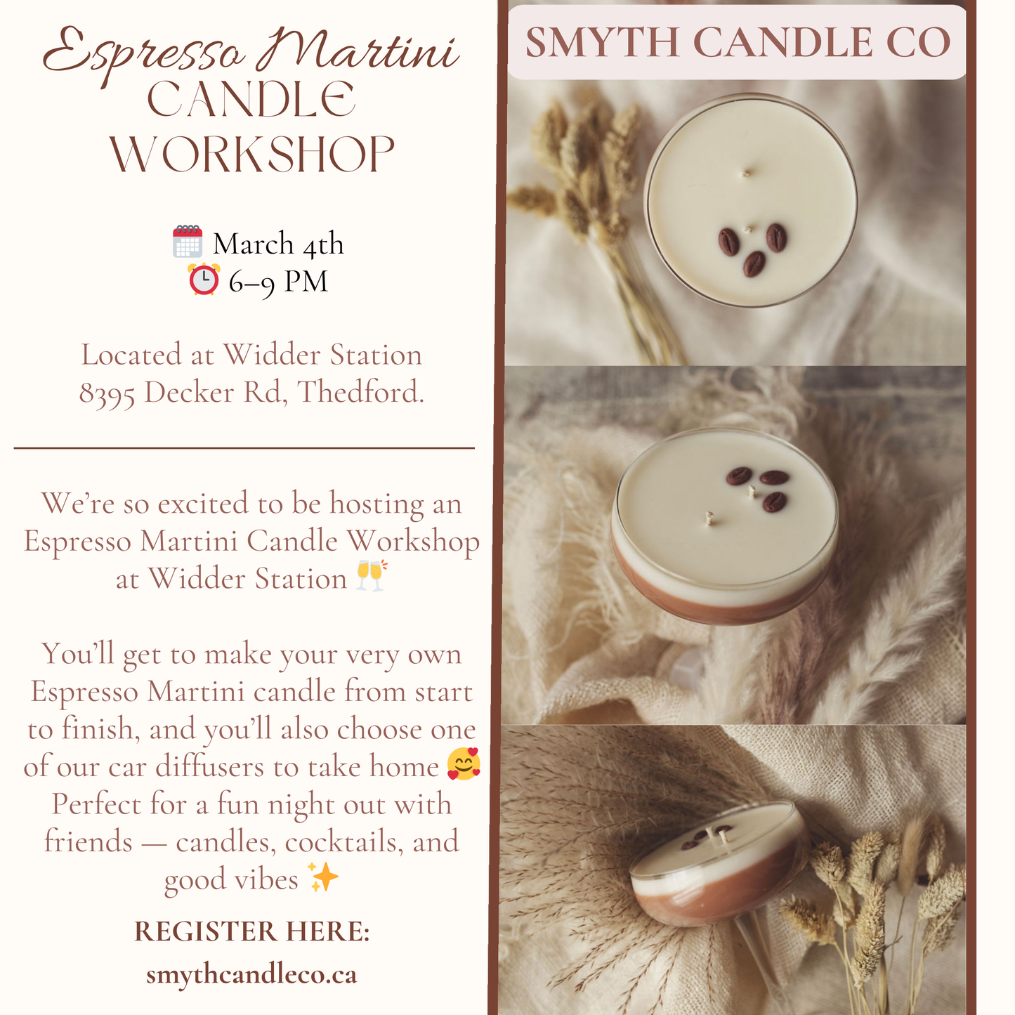 Espresso Martini Candle Workshop-Widder Station (March 4th 6-9pm)